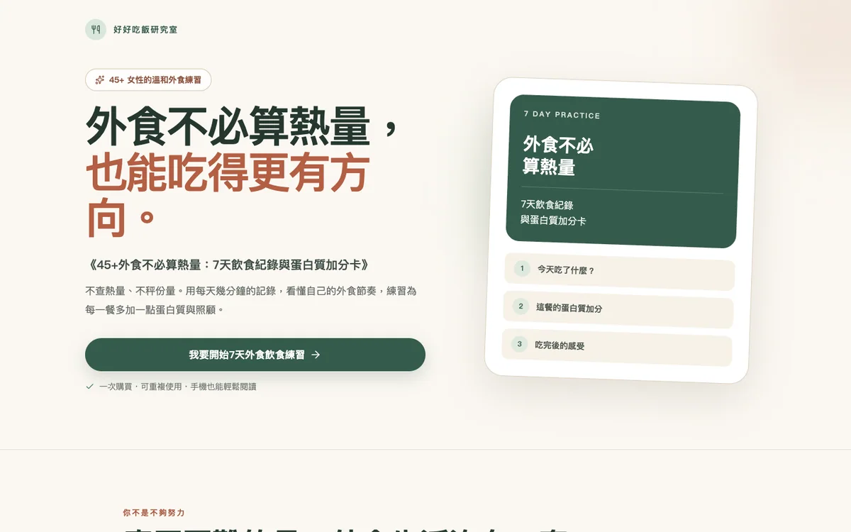 好好吃飯研究室 網站首屏畫面