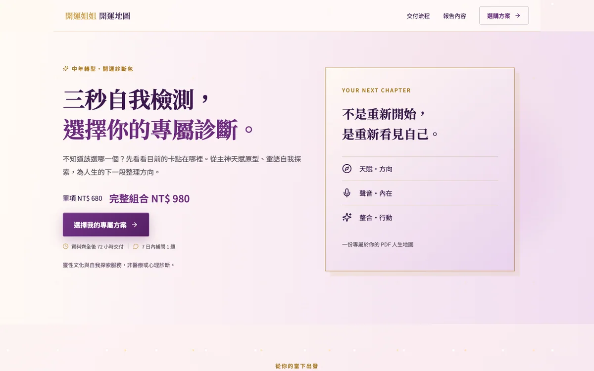 開運姐姐開運地圖 網站首屏畫面