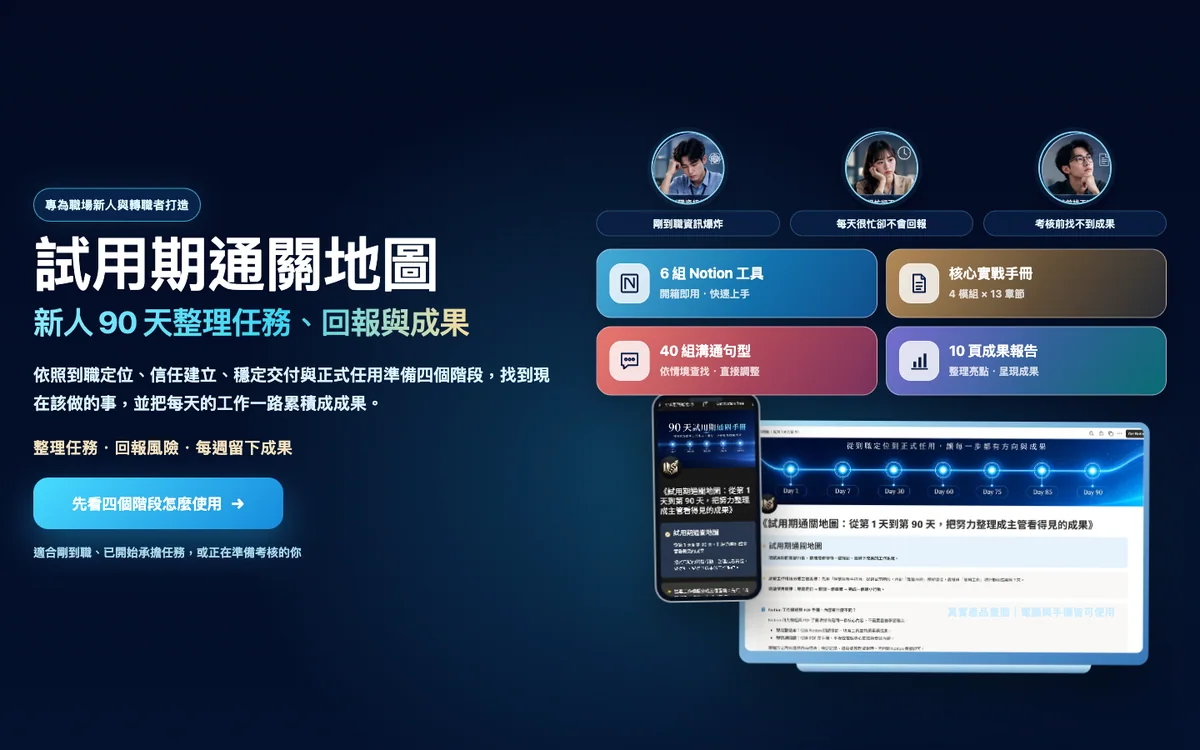 試用期通關地圖 網站首屏畫面